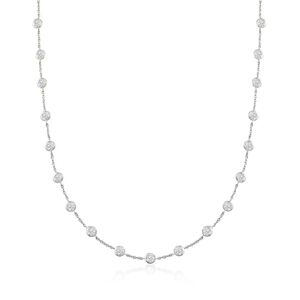 20.00 ct. t.w. Bezel-Set CZ Station Necklace in Sterling Silver. 36"